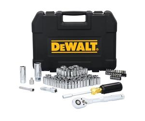 DEWALT DWMT45424 Ensemble d'outils de mécanicien, 84 pièces SAE/métriques avec cliquet à profil bas 72 dents, entraînement 6,35 mm