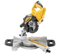 DEWALT DWS774-QS Scie à onglet filaire - Moteur 1400W - Diamètre : 216 mm - Coupe sur tous matériaux - Lame de scie carbure 24 dents - 2 boulons de fixation - Mors de serrage - Clé de service - Inclinaison de la lame 48°