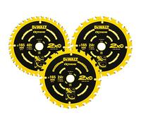 DEWALT ELITE Jeu de lames de scie circulaire, lot de 3, 165mm, DT10397-QZ | Lot de 3 lames de scie circulaire avec carbure résistant aux chocs pour coupes nettes et durée de vie prolongée.