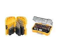 DEWALT Foret métal HSS-G Coffret 29 pièces - DT7926-XJ & Coffret de 32 Embouts de Vissage de 25mm Robustes et Précis - Assortiment de 32 Embouts