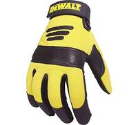 DEWALT Gants rembourrés en cuir synthétique avec paume pour homme, taille L, noir/jaune (1 paire)