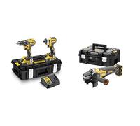 DEWALT - Kit 2 Outils avec Perceuse-Visseuse Percussion Compact DCD796 et Visseuse à Chocs DCF887, XR 18V, 5Ah & Meuleuse Brushless XR 18V 5Ah Li-Ion - Lame Ø125mm - Vitesse à Vide 9000tr/min - 1000W