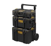 DeWalt Kit 3 en 1 Toughsystem DWST83402-1 - 2 Coffrets Petite et Moyenne Contenance et 1 Coffret Mobile Grande Contenance - IP65-554 x 500 x 1150 mm - Robuste - Tag Tool Connect Noir/Jaune