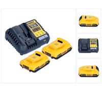 DEWALT Kit de démarrage DCB1104D2-QW 2x Batteries 2,0Ah DCB183 et 1x Chargeur rapide DCB115