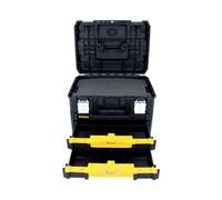 DeWalt Kit TSTAK 2 Pièces DWST83395-1 - Petit Coffret & Tiroir, IP54, Poignée de Transport Avant et Supérieur, Insert en Mousse Personnalisable pour Outils et Accessoires, Capacité 30 kg Noir/Jaune