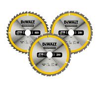 DEWALT Lames de Scie Circulaire de Construction 216 mm, Pack de 3, 24T/40T, DT1962-QZ