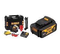 DeWalt - Laser Multilignes 3x360° 12V Li-Ion 2Ah - Niveau Laser Autonivelant 4° sans Fil avec Faisceaux Rouges & Batterie XR 18V 4 Ah Li-Ion - DCB182-XJ - Compatible Avec Tous Les Outils XR 18V
