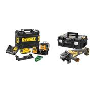 DeWalt - Laser Multilignes 3x360° 12V Li-Ion 2Ah - Niveau Laser Autonivelant 4° sans Fil avec Faisceaux Verts & Meuleuse Brushless XR 18V 5Ah Li-Ion - Lame Ø125mm - Vitesse à Vide 9000tr/min - 1000W