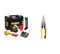 DeWalt - Laser Multilignes 3x360° 12V Li-Ion 2Ah - Niveau Laser Autonivelant 4° sans Fil & Stanley FATMAX Cisaille Aviation Tête Droite Acier Forgé Chromé Double Action de Pivot
