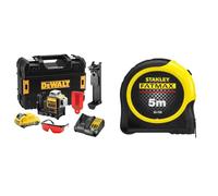 DeWalt - Laser Multilignes 3x360° 12V Li-Ion 2Ah - Niveau Laser Autonivelant 4° sans Fil & STANLEY FATMAX Mètre à Ruban 5 M - Revêtement Blade Armor - Ruban Ultra Épais - Plus Résistant