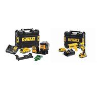 DeWalt - Laser Multilignes 3x360° 12V Li-Ion 2Ah - Niveau Laser Autonivelant 4° & Visseuse Plaques de Plâtre Brushless 18V XR 2Ah Li-Ion - DCF620D2K-QW - Tournevis Électrique sans Fil en Coffret