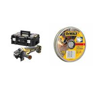 DEWALT - Meuleuse Brushless XR 18V 5Ah Li-Ion - DCG406NT-XJ - Meuleuse sans Fil avec Interrupteur à Palette & Boîte de 10 Disques à Tronçonner Standards en Acier - Dimensions 125 x 1,2mm