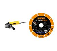 DEWALT Meuleuse Compacte 800W, Lame Ø125mm, Vitesse à Vide 11800tr/min, DWE4057-QS + Disque Diamant, DT40252-QZ