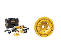 DEWALT Meuleuse d'angle électronique "Le Béton 125 mm & Plateau de Surfaçage pour la Pierre 125mm M14 Double - Disque de Ponçage Diamant - Cloche Turbo - Outil de Meulage Rapide
