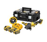 DeWALT - Meuleuse d'angle sans fil 54 V, 125 mm, avec accessoires, 3 batteries Li-Ion 9,0 Ah et chargeur. DCG418NTA