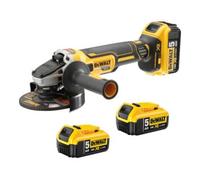 DEWALT Meuleuse d'angle sans fil DEWALT 18 Volt / 5 Ah, 125 mm (sans brosse), avec 3 batteries Quantité:1