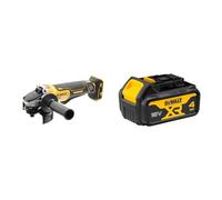DEWALT Meuleuse XR 18V Brushless 125mm - Interrupteur à Palette e Service Inclus, DCG406N-XJ & Batterie XR 18V 4 Ah Li-Ion - DCB182-XJ