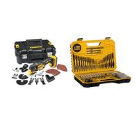 DEWALT - Multi-Cutter Brushless - XR 18V - DCS355D2-QW - Multi-Cutter sans Fil en Coffret avec 2 Batteries, Chargeur et 32 Accessoires & Coffret de 100 Pièces de Perçage et Vissage Haute Performance