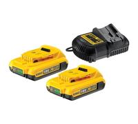 DeWalt Pack 2 Batteries XR 18V 2 Ah Li-Ion et Chargeur - DCB115D2-QW - Compatibles Avec Tous Les Outils XR 18V Bricolage et Jardin DeWalt Chargeur Multi-Voltage avec Témoin LED du Niveau de Charge Couleur