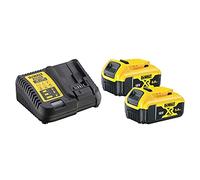 DEWALT - Pack 2 Batteries XR 18V 5 Ah Li-Ion et Chargeur - DCB115P2-QW - Compatibles Avec Tous Les Outils XR 18V Bricolage et Jardin DEWALT - Chargeur Multi-Voltage avec Témoin LED du Niveau de Charge