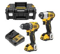 DeWalt - Pack perceuse visseuse à percussion + visseuse à chocs Brushless 12V Lithium 2x3.0Ah avec coffret T-STAK II