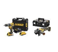 DEWALT - Perceuse Visseuse à Percussion Brushless XR 18V Li-Ion 2Ah - DCD796D2-QW - Perceuse sans Fil avec Coffret TSTAK - 420W & Meuleuse Brushless XR 18V 5Ah Li-Ion - 1000W