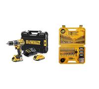 DEWALT - Perceuse Visseuse à Percussion Brushless XR 18V Li-Ion 2Ah - Perceuse sans Fil avec Coffret TSTAK, Éclairage LED - 420W & Coffret de 100 Pièces de Perçage et Vissage Haute Performance