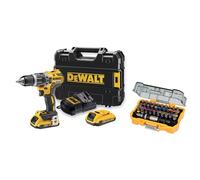 DeWALT - Perceuse-visseuse à percussion sans fil 18 V, avec accessoires, 2 batteries Li-Ion 2,0 Ah et chargeur. DCD796D2A