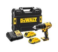 DEWALT Perceuse-visseuse à percussion XR Brushless 18V, 2x2Ah, DCD778D2T-QW | Perceuse-visseuse à percussion XR Brushless 18V avec 2 batteries de 2Ah, 2 vitesses et un design compact et léger.