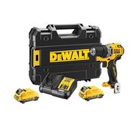 DEWALT Perceuse-visseuse compacte Brushless 12V XR, DCD701D2-QW | 12V XR Brushless avec design compact, 15 réglages de couple et 2 batteries de 2Ah.