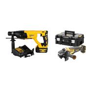 DEWALT - Perforateur-Burineur SDS-PLUS Brushless 2.6J 18V 4Ah Li-Ion - Sans Fil avec Coffret TSTAK & Meuleuse Brushless XR 18V 5Ah Li-Ion - DCG406NT-XJ - Meuleuse sans Fil