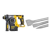 DEWALT Perforateur-Burineur SDS-PLUS Brushless XR 18V 5Ah Li-Ion - Marteau Perforateur sans Fil - Capacité de & Jeu de 3 Burins SDS-PLUS - 2 Burins Plats et 1 Burins Pointu 25 cm - Travail du Béton