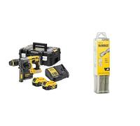 DEWALT - Perforateur SDS-PLUS XR 18V 5 Ah - DCH273P2T-QW - Perforateur sans Fil avec Coffret TSTAK, 2 Batteries et Chargeur & Jeu de 6 Forets SDS-PLUS - DT60302-QZ - Forets Ø6mm x2, Ø8mm x2; Ø10mm x2