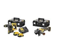 DEWALT - Perforateur SDS-PLUS XR 18V 5 Ah - DCH273P2T-QW - Perforateur sans Fil avec Coffret TSTAK & Meuleuse Brushless XR 18V 5Ah Li-Ion - DCG406NT-XJ - Lame Ø125mm - Vitesse à Vide 9000tr/min -1000W