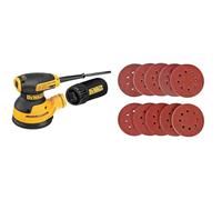 DEWALT - Ponceuse excentrique 280W ø125mm - DWE6423 & Disque de Ponçage 100pcs SPTA Disques Abrasifs 40/80/120/180/320/600/800/1000/1500/2000 Grain Taille de 125mm