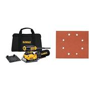 DEWALT Ponceuse Vibrante 1/4 de Feuille, avec Sac à Poussières et Adaptateur d'Aspiration - 230 W - 14000 orb/min, DWE6411-QS + DEWALT Feuille K40, 115 x 115 mm, Set de 10 Pièces, DT3020-QZ