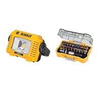 DEWALT Projecteur de Chantier Compact XR Sans Fil - Sans Batterie Ni Chargeur & Coffret de 32 Embouts de Vissage de 25mm Robustes et Précis - Assortiment de 32 Embouts