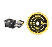 DEWALT Scie Circulaire XR 18V, sans Fil avec Coffret TSTAK - 3700 trs/min + DEWALT Lame de Scie Circulaire Portative, Ø165mm, 40 Dents