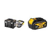 DEWALT - Scie Circulaire XR 18V - Scie Circulaire sans Fil avec Coffret TSTAK - 3700 trs/min - Lame Carbure 24 Dents 165 mm & Batterie XR 18V 4 Ah Li-Ion - DCB182-XJ - Témoin de Charge Lumineux