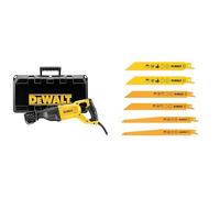 DEWALT Scie Sabre Électrique avec Vitesse Variable et Coffret de Transport + DEWALT Lame pour Scies Sabre, Argent, Set de 6 Pièces