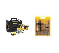 DEWALT - Scie Sauteuse à Poignée Supérieure Brushless XR 18V 5 Ah - DCS334P2-QW - Scie sans Fil avec Coffret TSTAK & DT2294-QZ Lame de Scie Set 10pcs, Argent