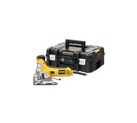 DeWalt Scie Sauteuse Prise par le Corps - DW333KT-QS Scie Sauteuse avec Poignées en Caoutchouc - Courses à Vide 800-3100cps/min - Inclinaison de la Lame 0-45 ° Coupe Bois 130mm/Acier 30mm - 701W Jaune/Noir