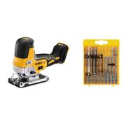 DEWALT Scie Sauteuse Sans Fil 18V - Sans Batterie ni Chargeur DCS335N-XJ & DT2294-QZ Lame de Scie Set 10pcs, Argent
