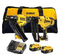 DeWALT - Set cloueuse de menuiserie et cloueuse de finition sans fil 18 V, 2 batteries XR 5,0 Ah, chargeur DCK246P2