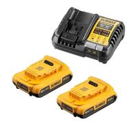 DeWALT - Set de chargeur 4A et 2 accumulateurs XR 18 Li-Ion 2,0 Ah DCB1104D2