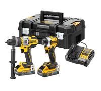 DeWALT - Set perceuse à percussion et clé à choc sans fil 18V, 2 batteries 5,0 Ah POWERSTACK, chargeur DCK2052H2T
