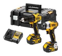DeWALT - Set perceuse à percussion et hoc sans fil 18V, 2 batteries 4,0 Ah Li-Ion, chargeur DCK2062M2T