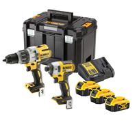 DeWALT - Set perceuse à percussion et hocs sans fil 18V, 3 batteries 5,0 Ah XR, chargeur DCK276P3T