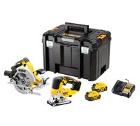 DeWALT - Set perceuse-visseuse à percussion et scie sauteuse sans fil 18 V, 2 batteries 5,0 Ah XR, chargeur DCK2012P2T