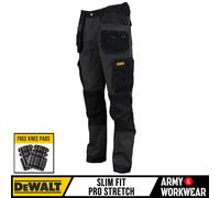 DEWALT Albany Pantalon Cargo de Travail pour Homme Coupe ajustée Pro-Stretch Rip Stop Poche Holster, Gris/Noir, 38W x 29L
